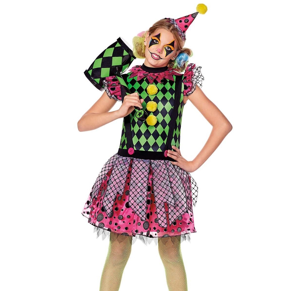 Spirit Halloween Neon Carnival Clown kids costume